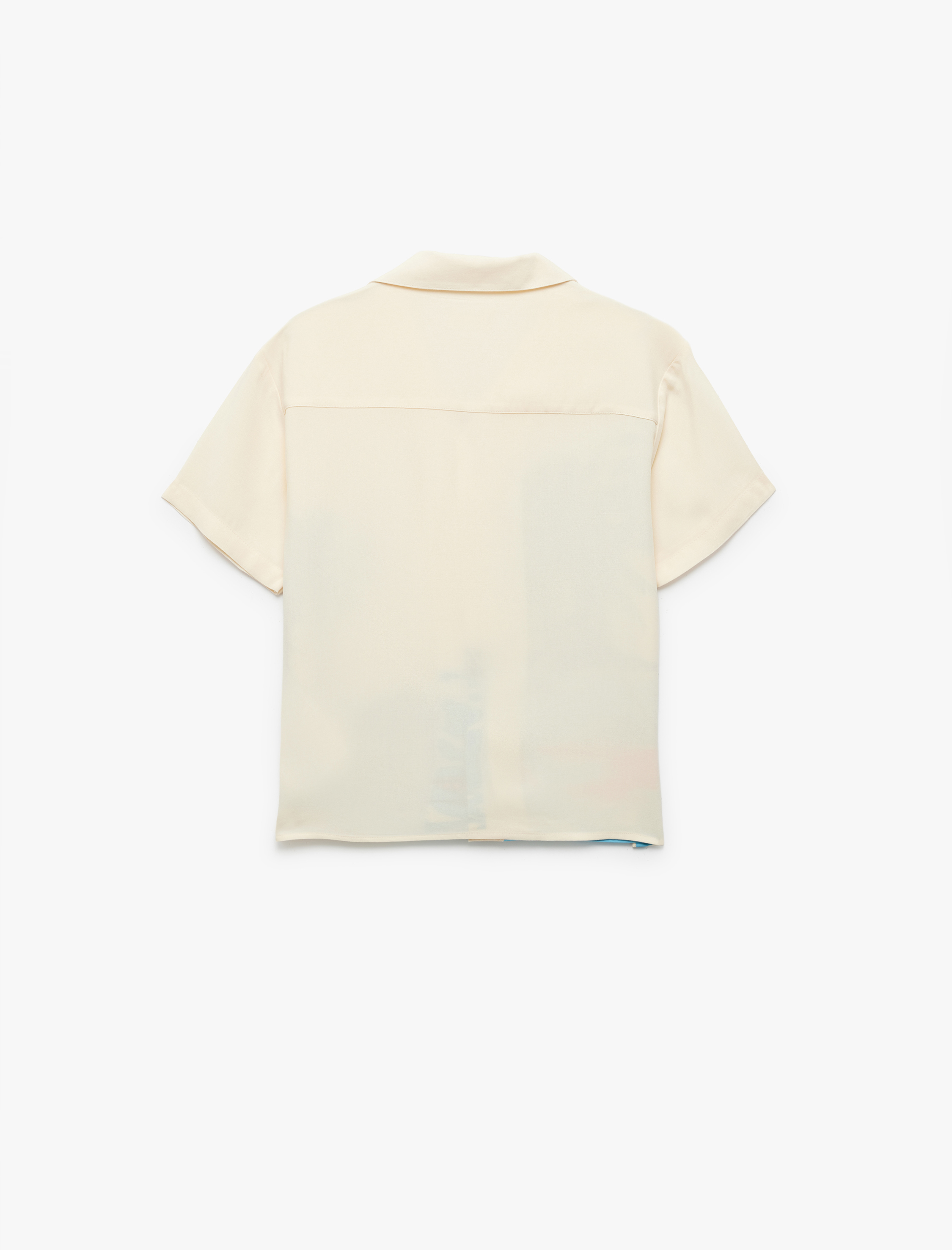  Erkek Çocuk Kısa Kollu Devrik Yaka Viskon Oversize Baskılı Gömlek