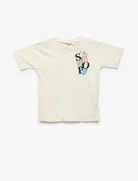Snoopy Lisanslı Kısa Kollu Bisiklet Yaka Pamuklu Baskılı Tişört