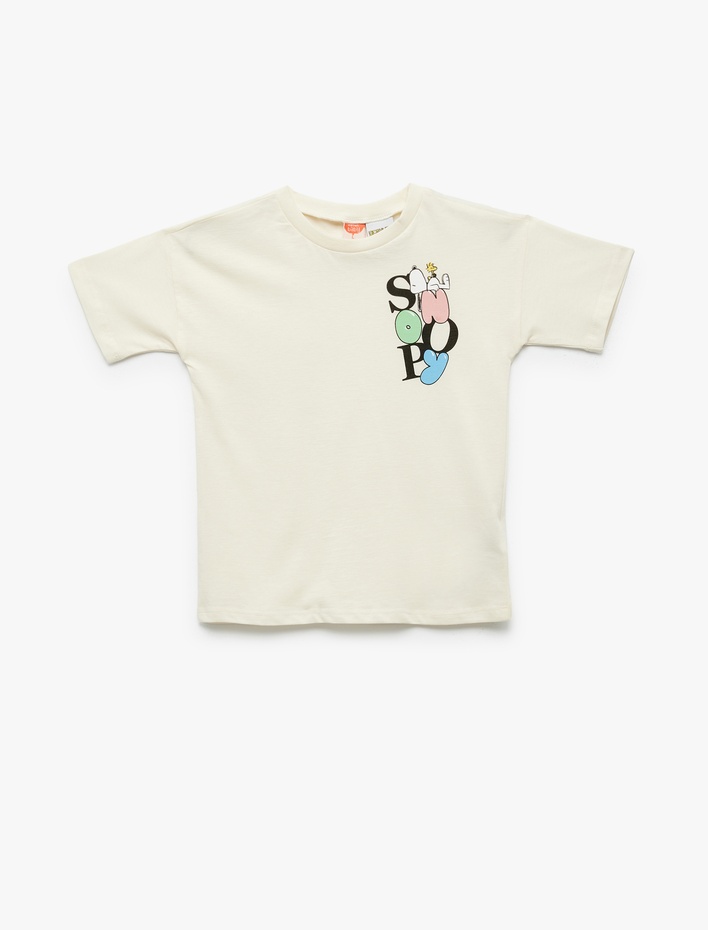 Erkek Bebek Snoopy Lisanslı Kısa Kollu Bisiklet Yaka Pamuklu Baskılı Tişört