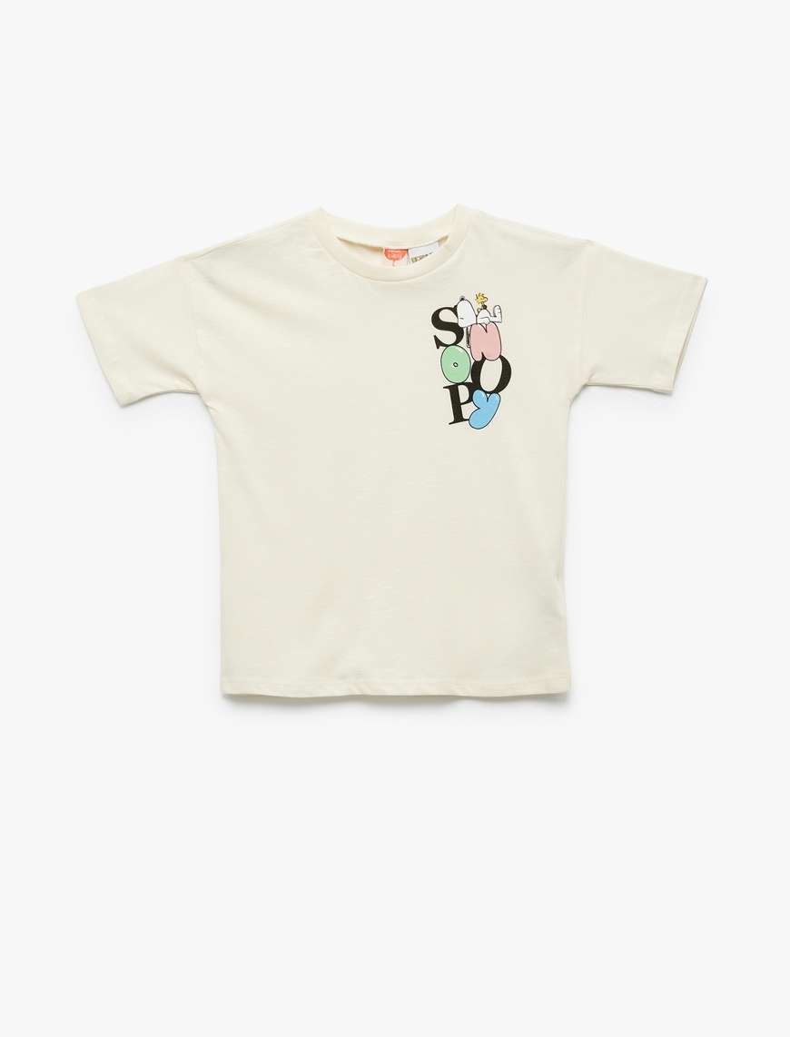  Erkek Bebek Snoopy Lisanslı Kısa Kollu Bisiklet Yaka Pamuklu Baskılı Tişört