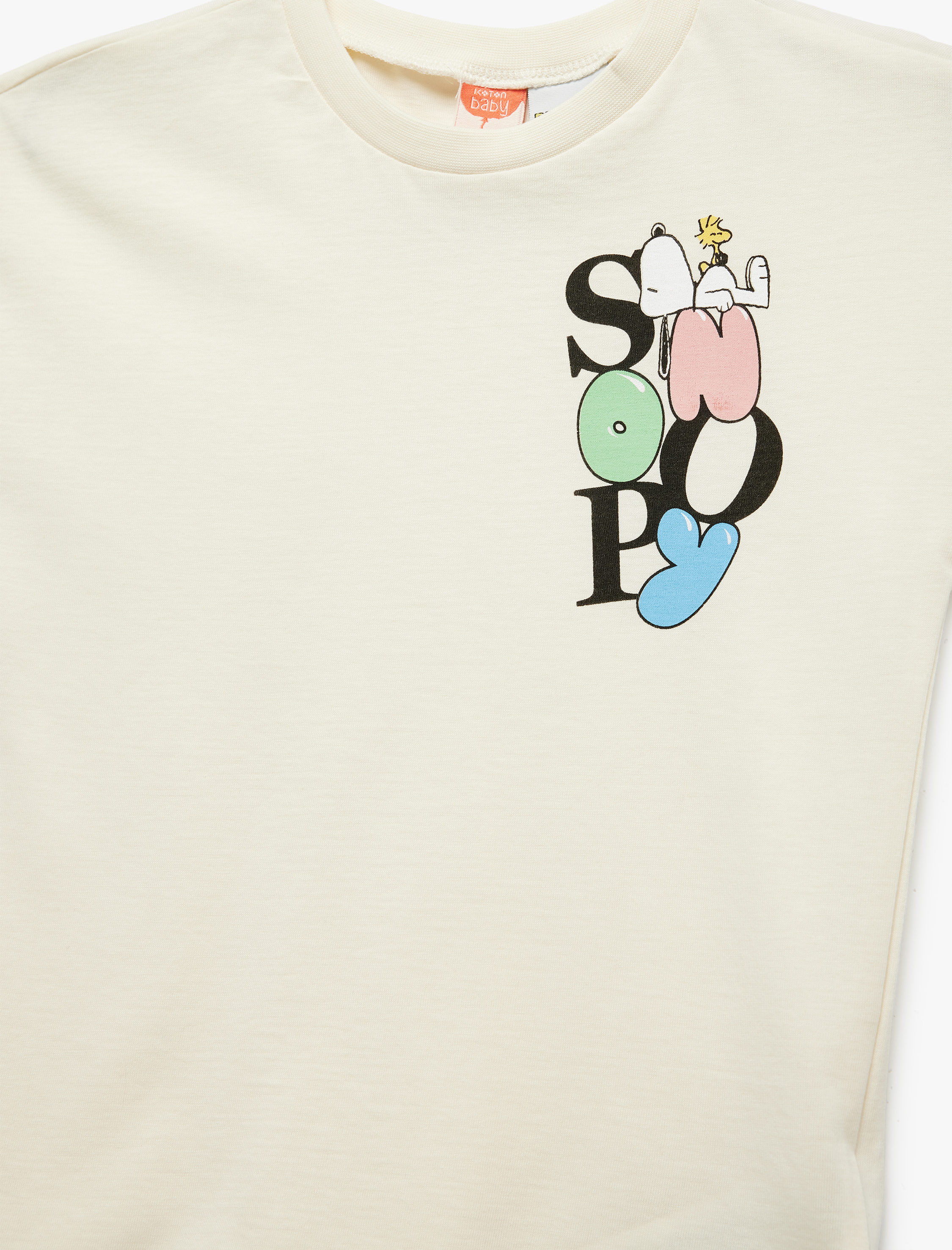  Erkek Bebek Snoopy Lisanslı Kısa Kollu Bisiklet Yaka Pamuklu Baskılı Tişört