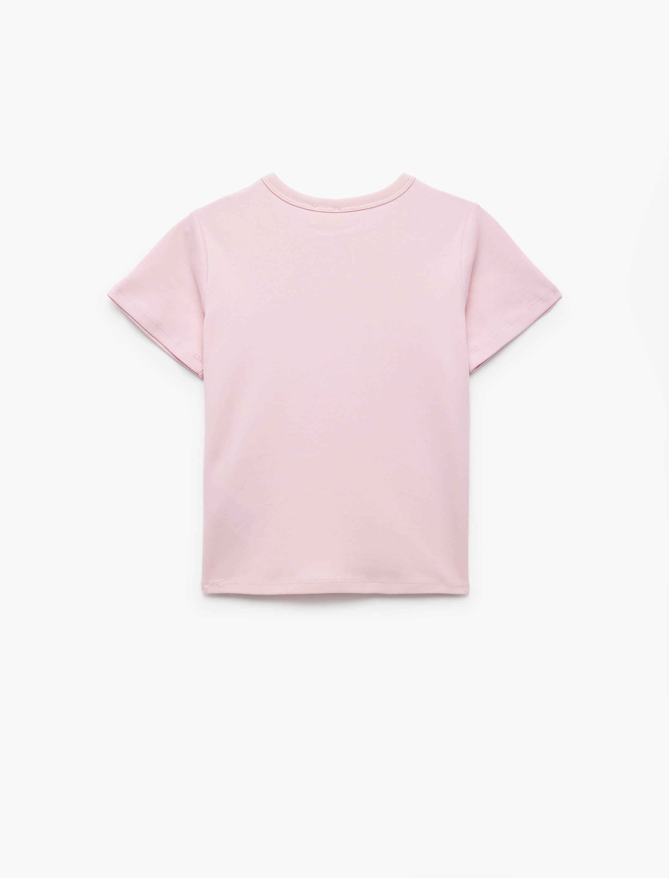  Kız Çocuk Pamuklu Kısa Kollu Bisiklet Yaka Basic Tişört