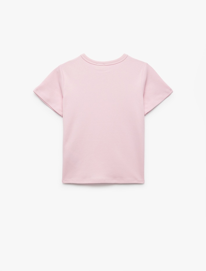 Kız Çocuk Pamuklu Kısa Kollu Bisiklet Yaka Basic Tişört