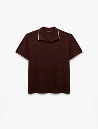 Kontrast Detaylı Pamuklu Pike Kumaş Kısa Kollu Slim Fit Polo Yaka Tişört