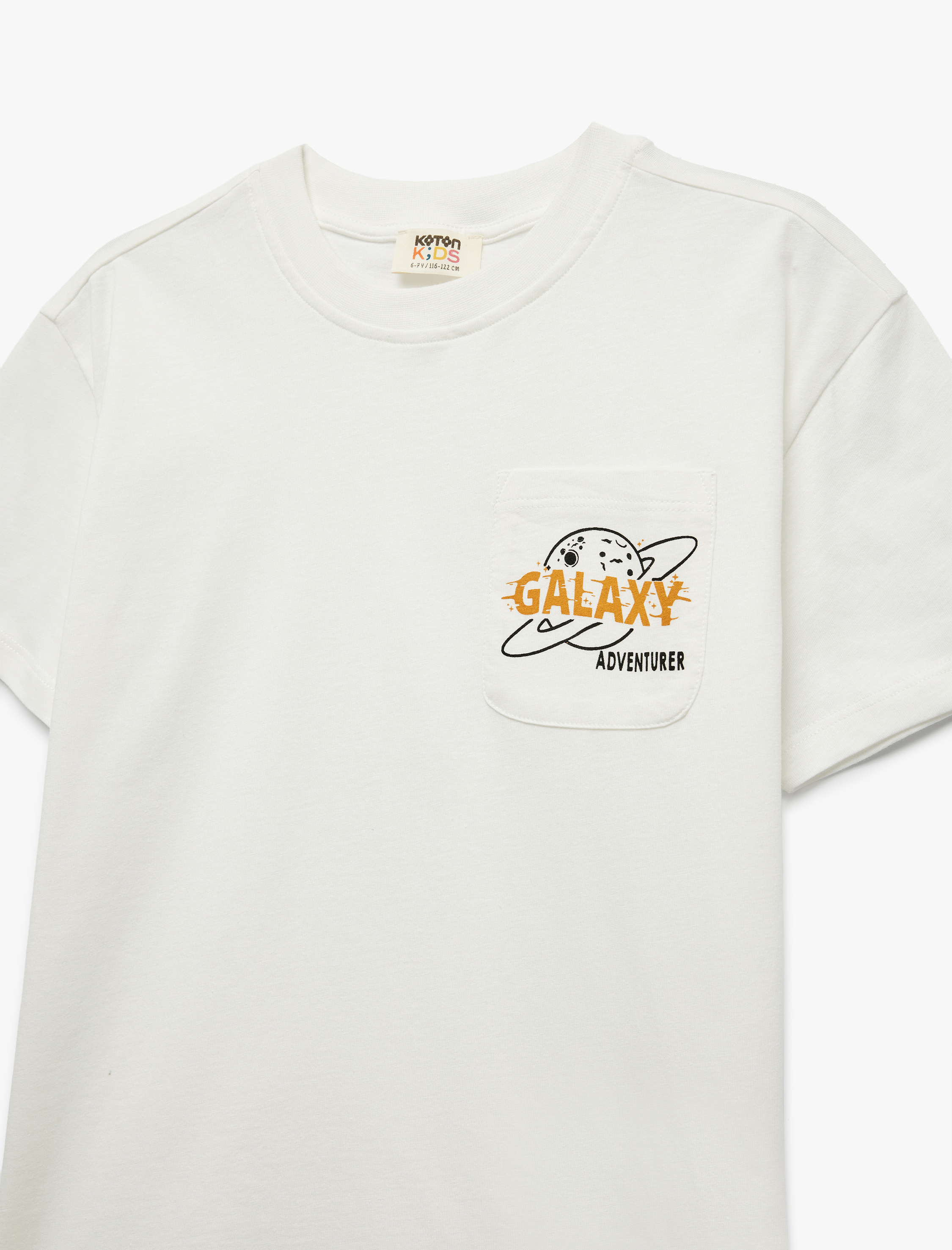  Erkek Çocuk Pamuklu Cep Detaylı Baskılı Bisiklet Yaka Kısa Kollu Tişört