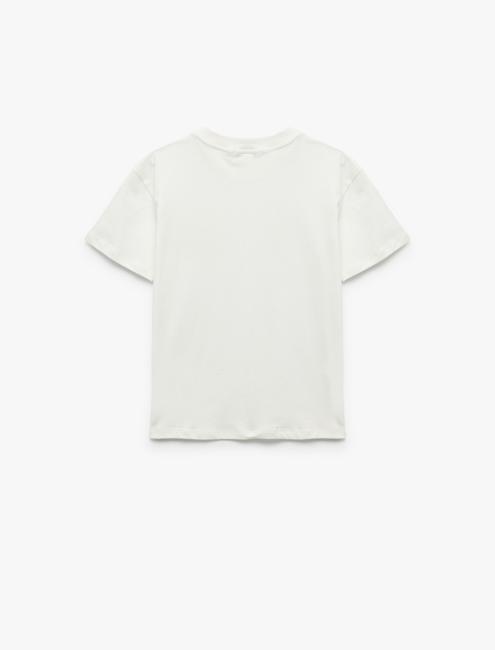 Erkek Çocuk Pamuklu Cep Detaylı Baskılı Bisiklet Yaka Kısa Kollu Tişört