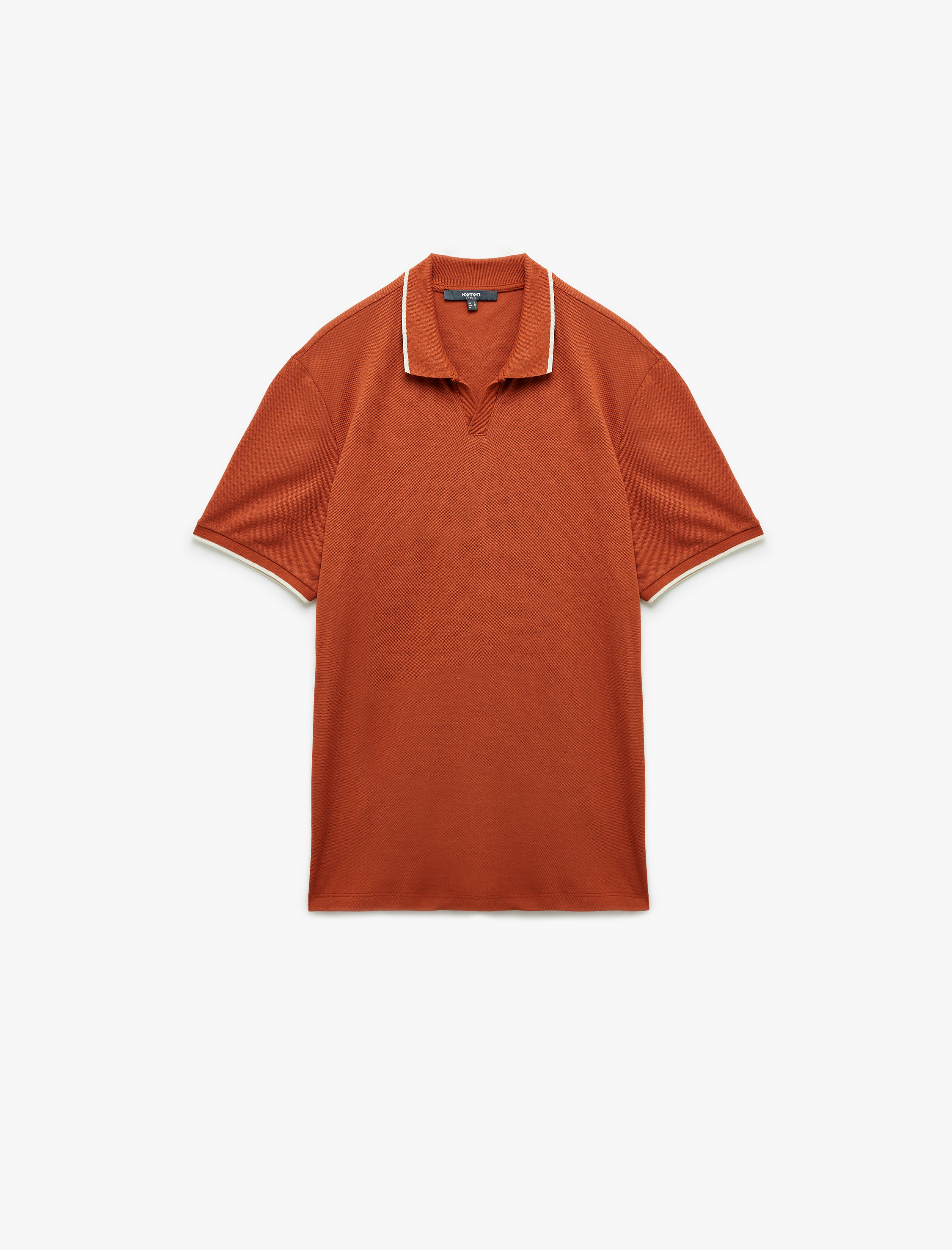   Kontrast Detaylı Pamuklu Pike Kumaş Kısa Kollu Slim Fit Polo Yaka Tişört