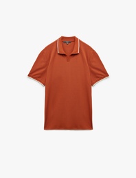 Kontrast Detaylı Pamuklu Pike Kumaş Kısa Kollu Slim Fit Polo Yaka Tişört