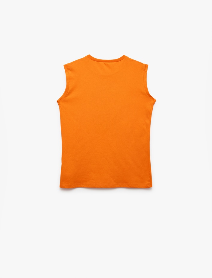 Erkek Çocuk Pamuklu Dinozor Baskılı Bisiklet Yaka Oversize Kolsuz Atlet