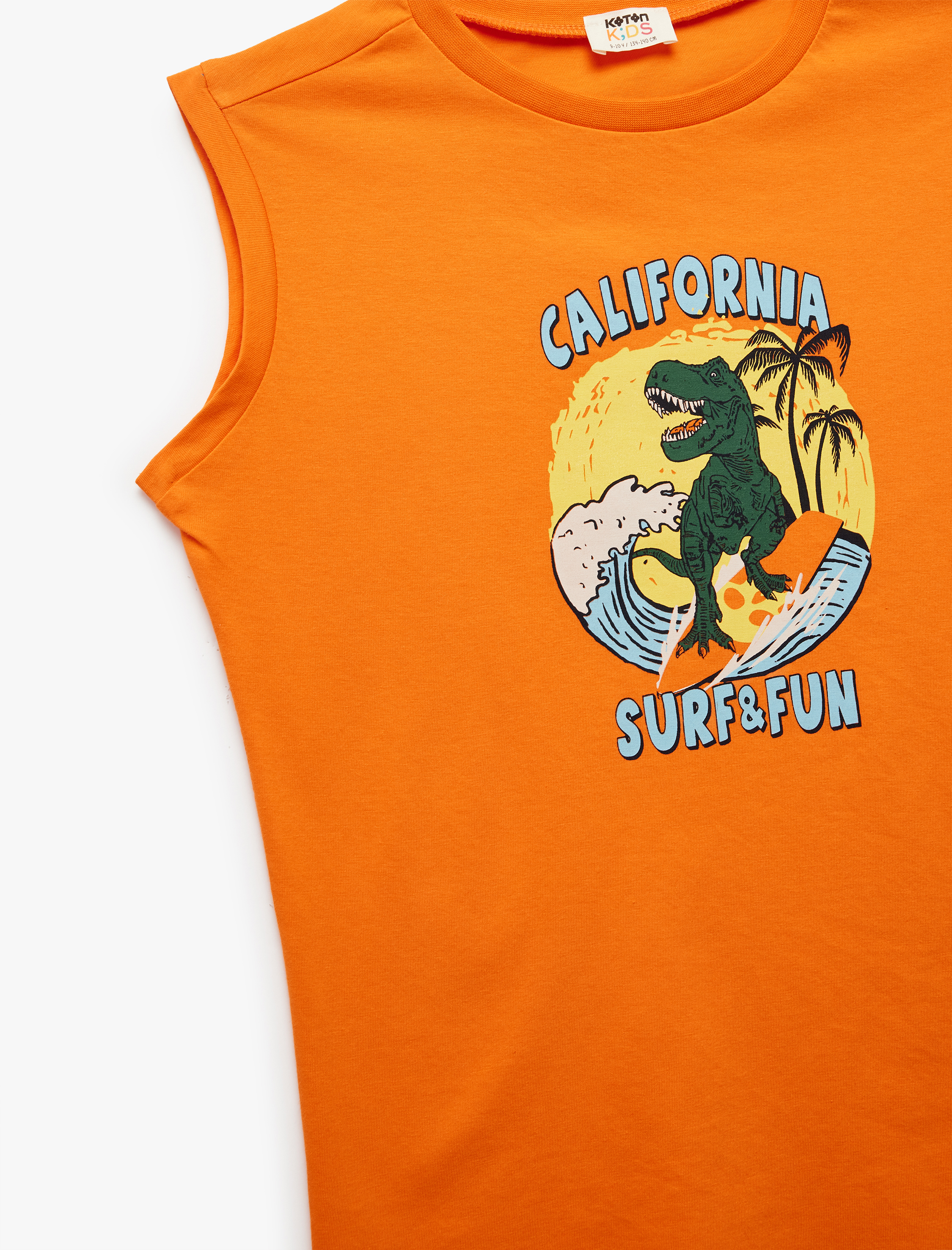  Erkek Çocuk Pamuklu Dinozor Baskılı Bisiklet Yaka Oversize Kolsuz Atlet