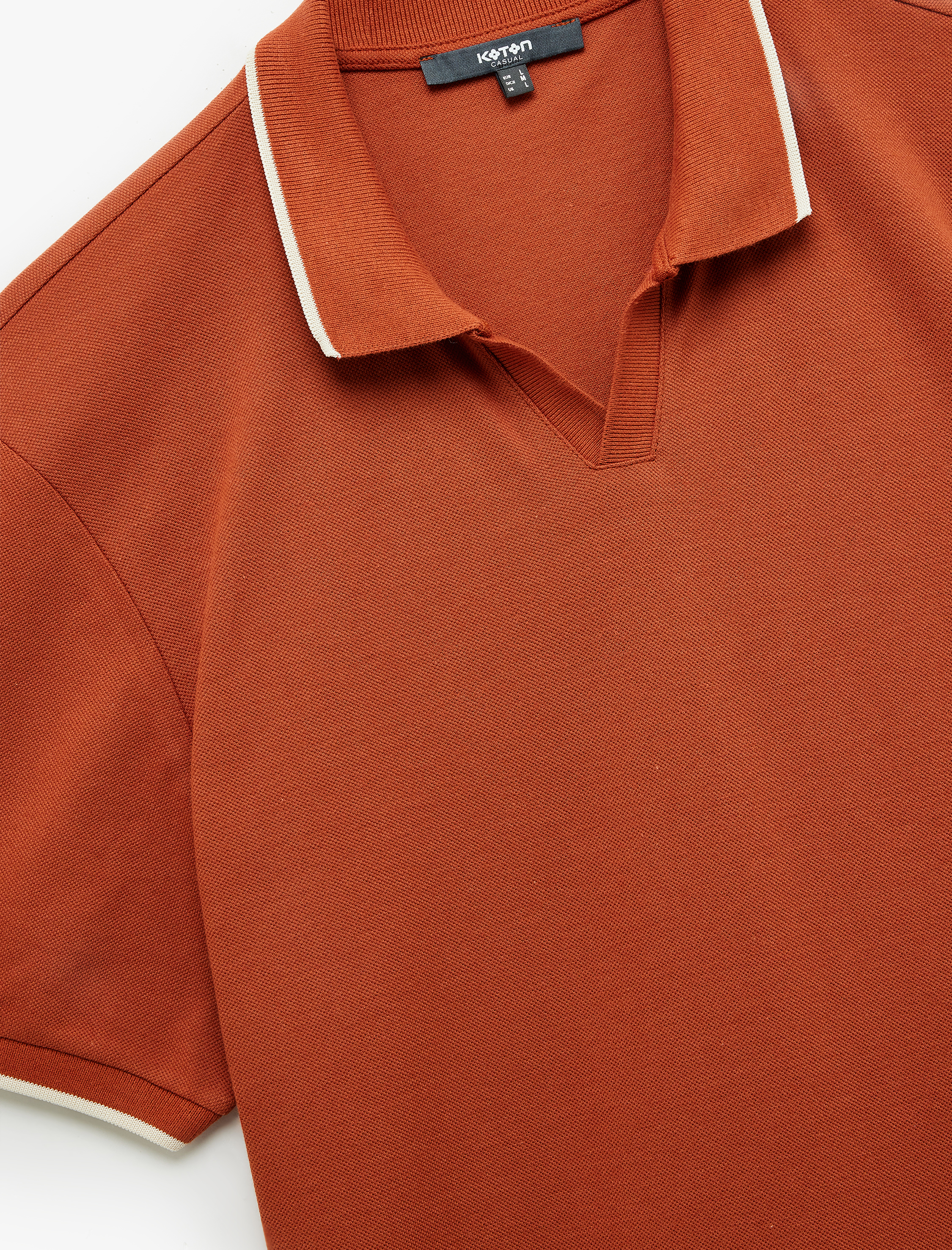   Kontrast Detaylı Pamuklu Pike Kumaş Kısa Kollu Slim Fit Polo Yaka Tişört