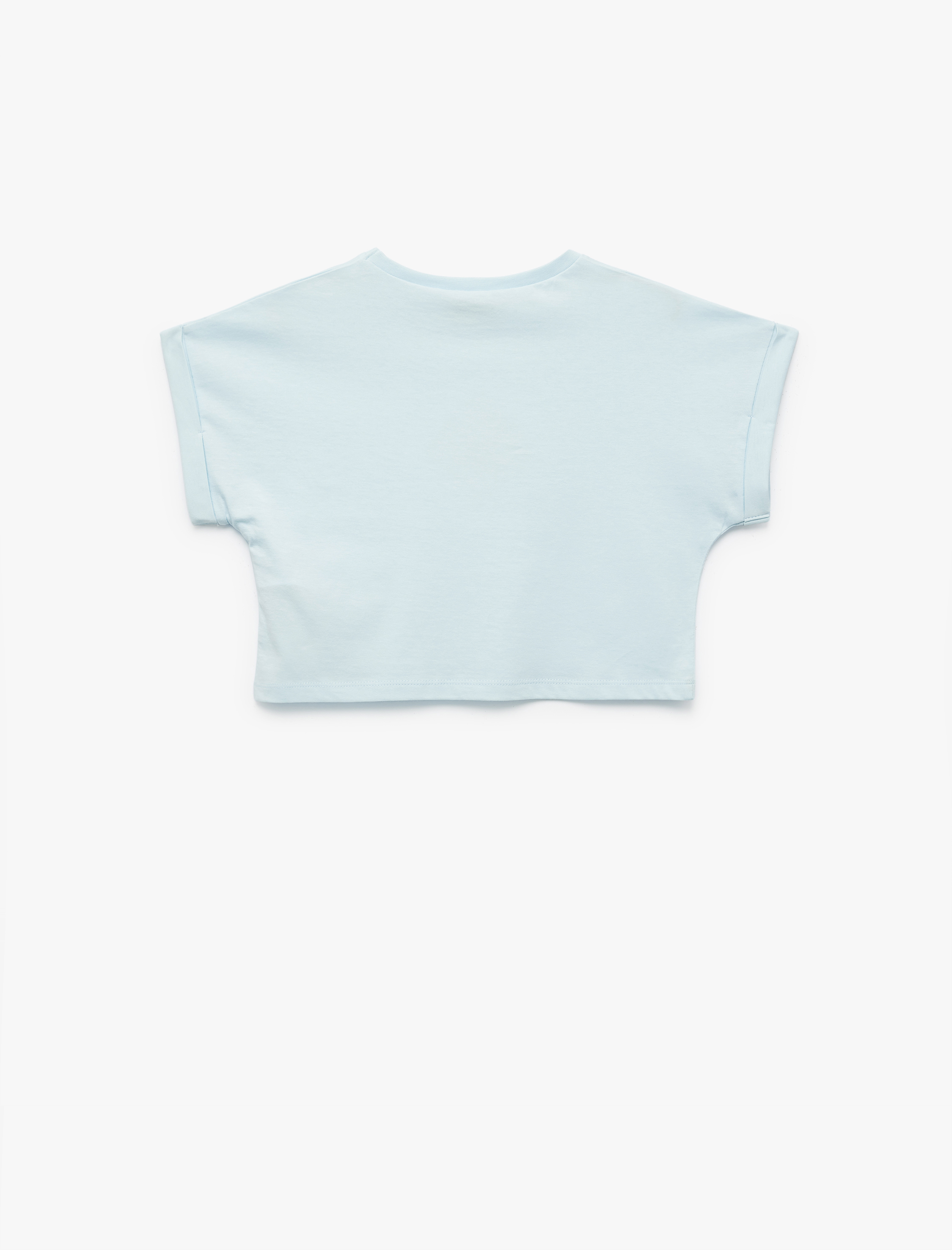  Kız Çocuk Tişört Kısa Kollu Bisiklet Yaka Kelebek İşlemeli Pamuklu