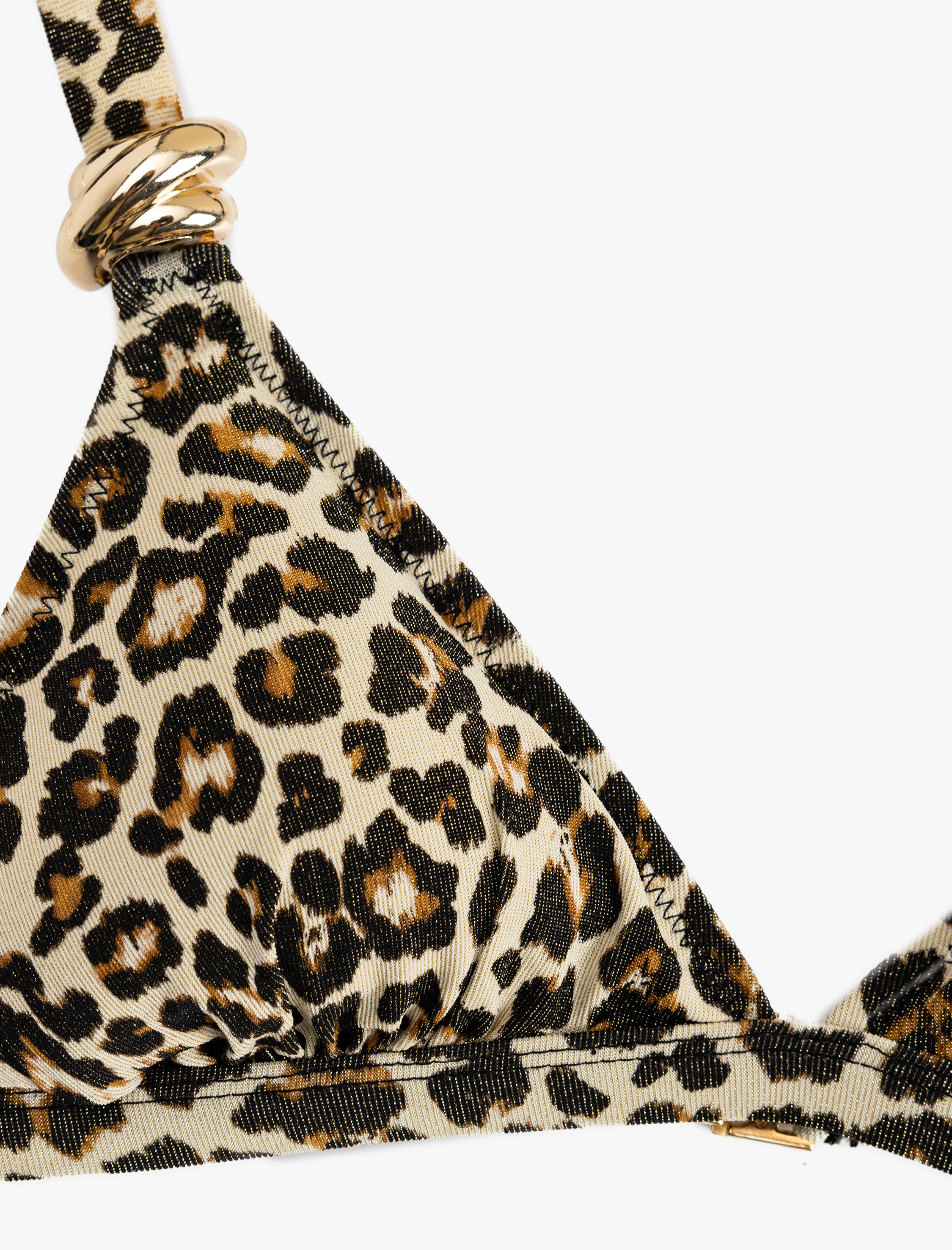   Aksesuar Detaylı Leopar Desenli Bralet Bikini Üstü