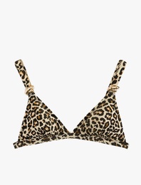 Aksesuar Detaylı Leopar Desenli Bralet Bikini Üstü