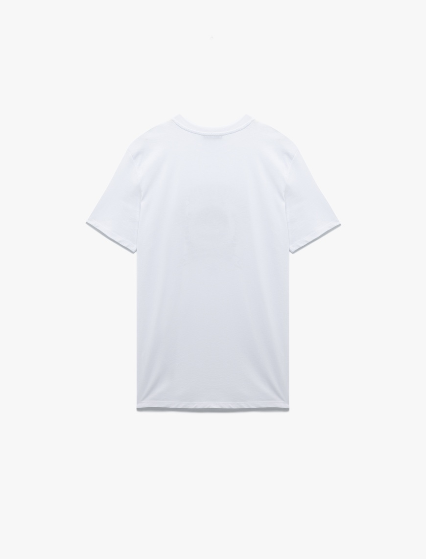   Kısa Kollu Bisiklet Yaka Pamuklu Baskılı Slim Fit Tişört