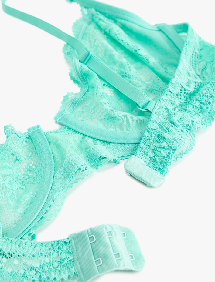  Yarı Transparan Balenli Dolgusuz Dantelli Sütyen