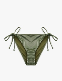 Astarlı Biyeli Yanları İpli Parlak Bikini Altı