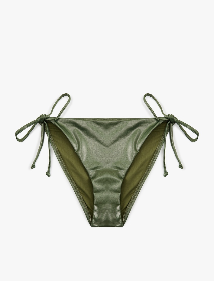  Astarlı Biyeli Yanları İpli Parlak Bikini Altı