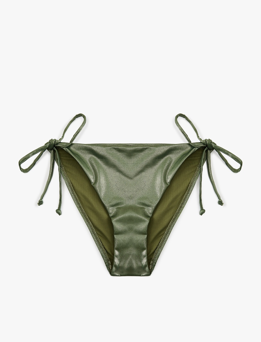   Astarlı Biyeli Yanları İpli Parlak Bikini Altı