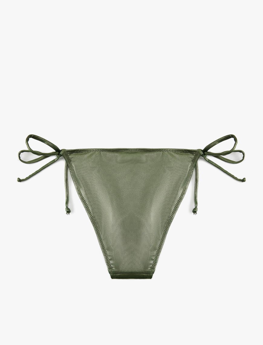   Astarlı Biyeli Yanları İpli Parlak Bikini Altı