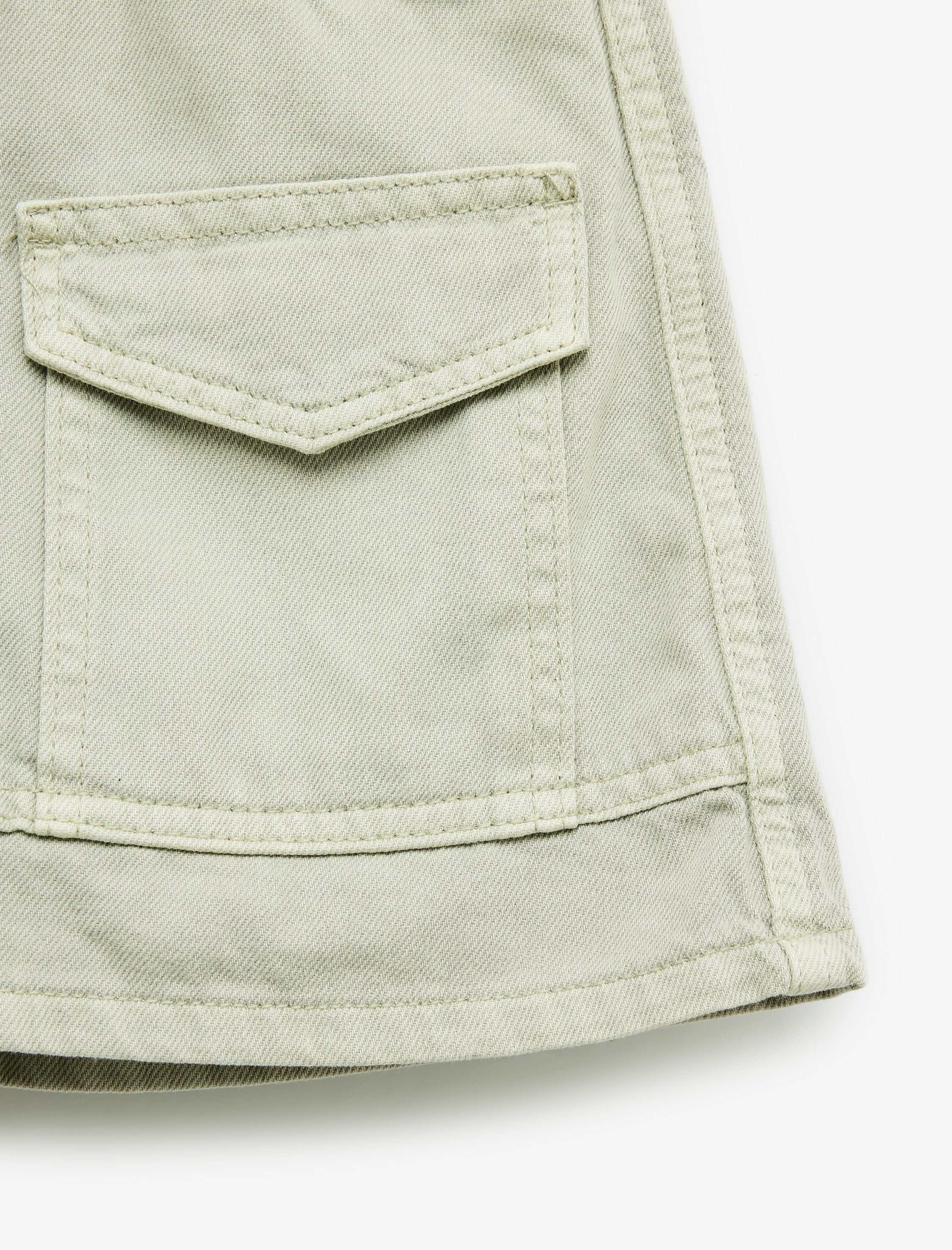   Kargo Cep Detaylı Düğmeli Pamuklu Mini Şort Etek