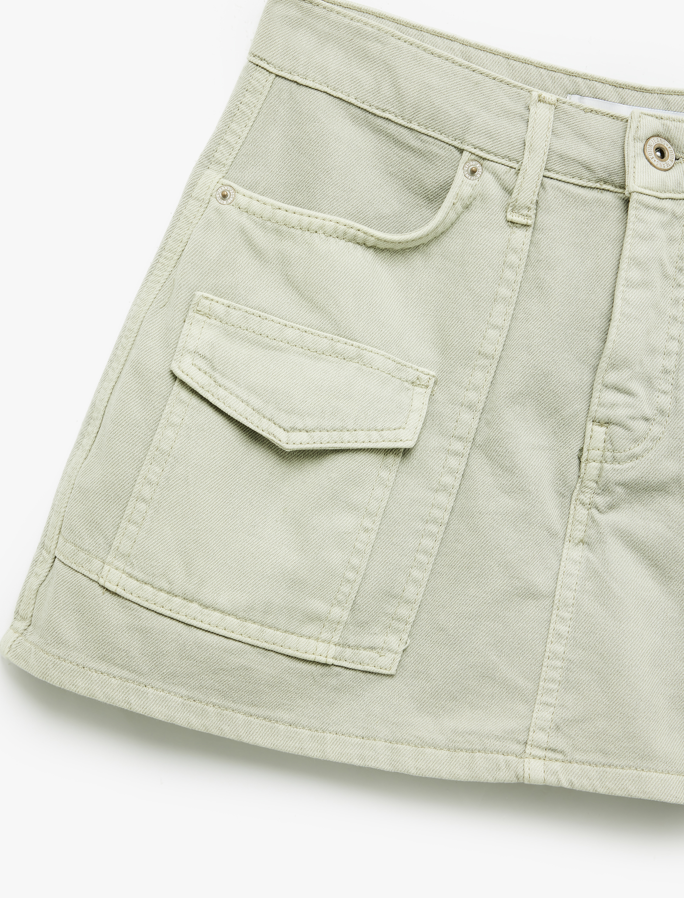   Kargo Cep Detaylı Düğmeli Pamuklu Mini Şort Etek