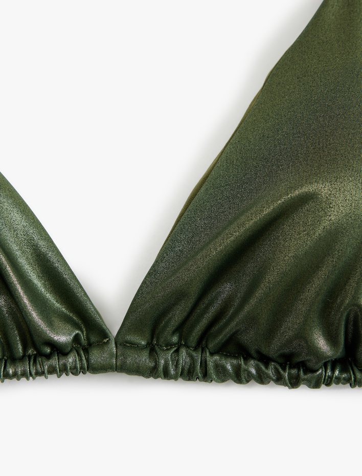  İnce Askılı Parlak Üçgen Bikini Üstü