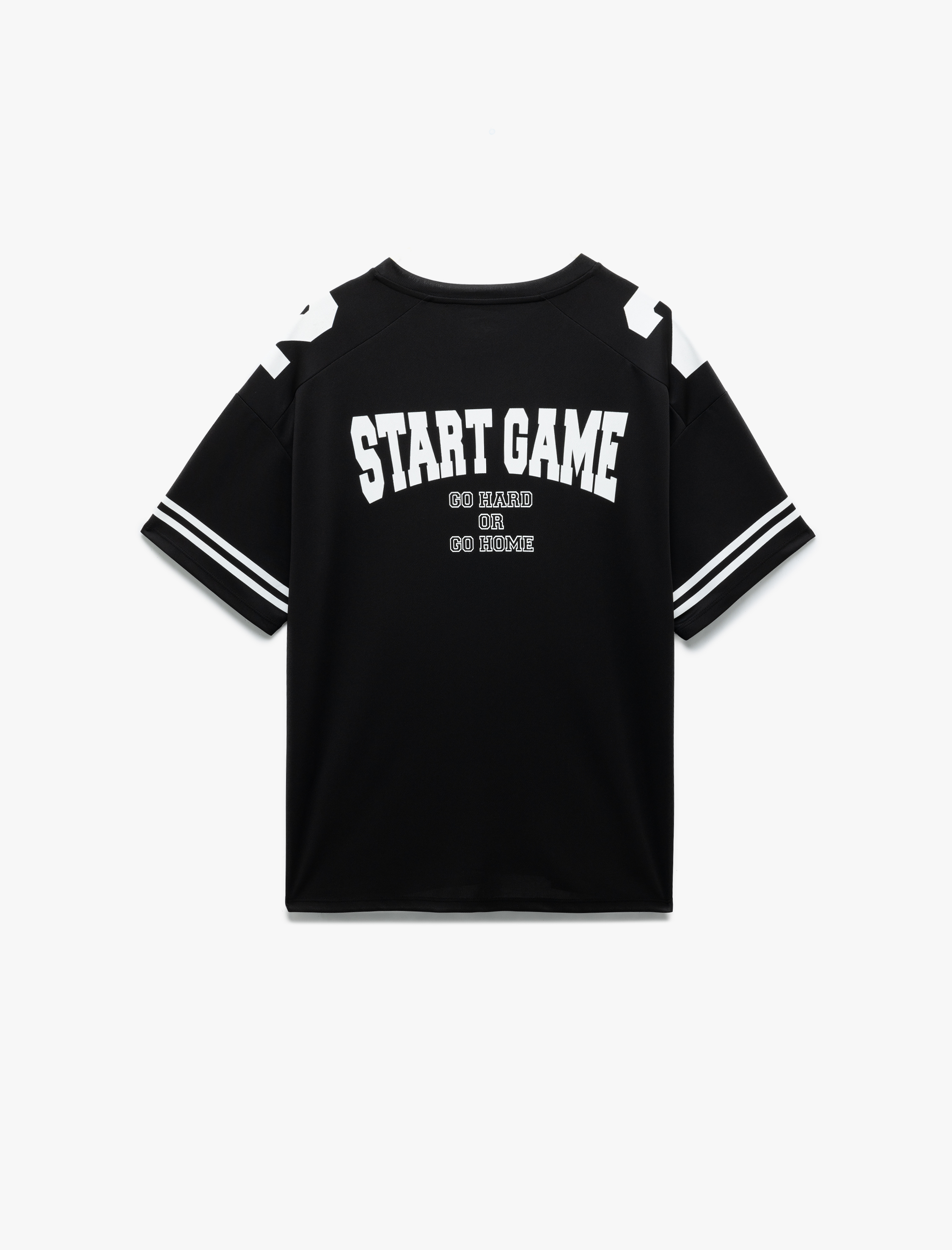   Bisiklet Yaka Yarım Kollu V Yaka Arkası Baskılı Oversize Spor Tişört