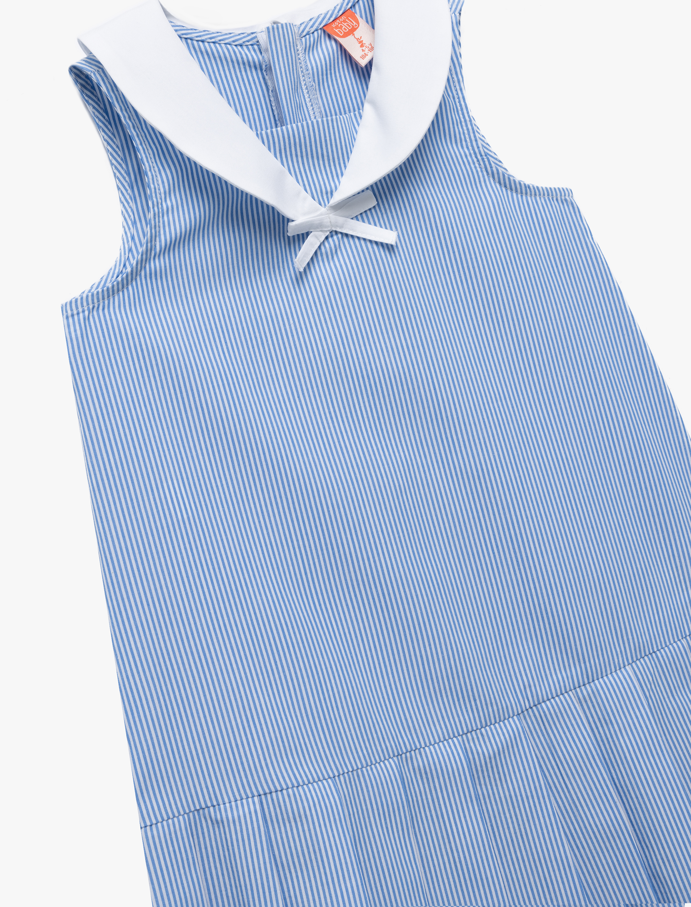  Kız Bebek Pamuklu Kolsuz Bebe Yaka A Kesim Çizgili Elbise