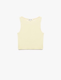 Bisiklet Yaka Kolsuz Dar Kesim Pamuklu Basic Crop Atlet