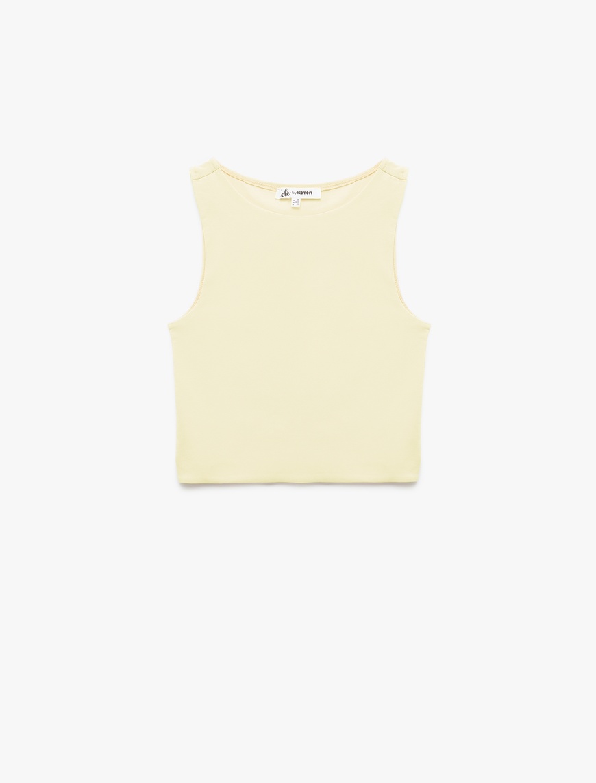   Bisiklet Yaka Kolsuz Dar Kesim Pamuklu Basic Crop Atlet