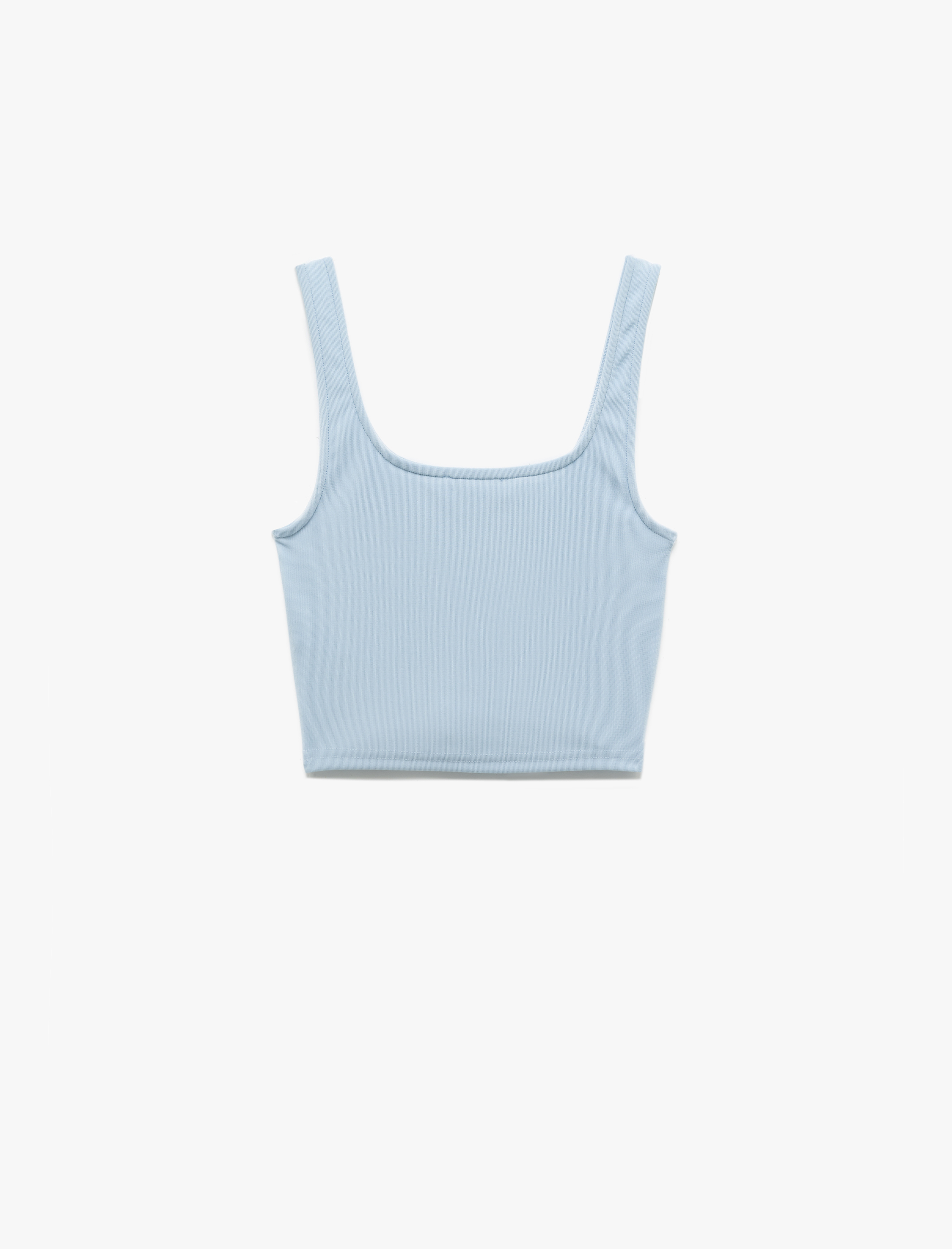   Kare Yaka Korse Detaylı Kolsuz Slim Fit Crop Bluz