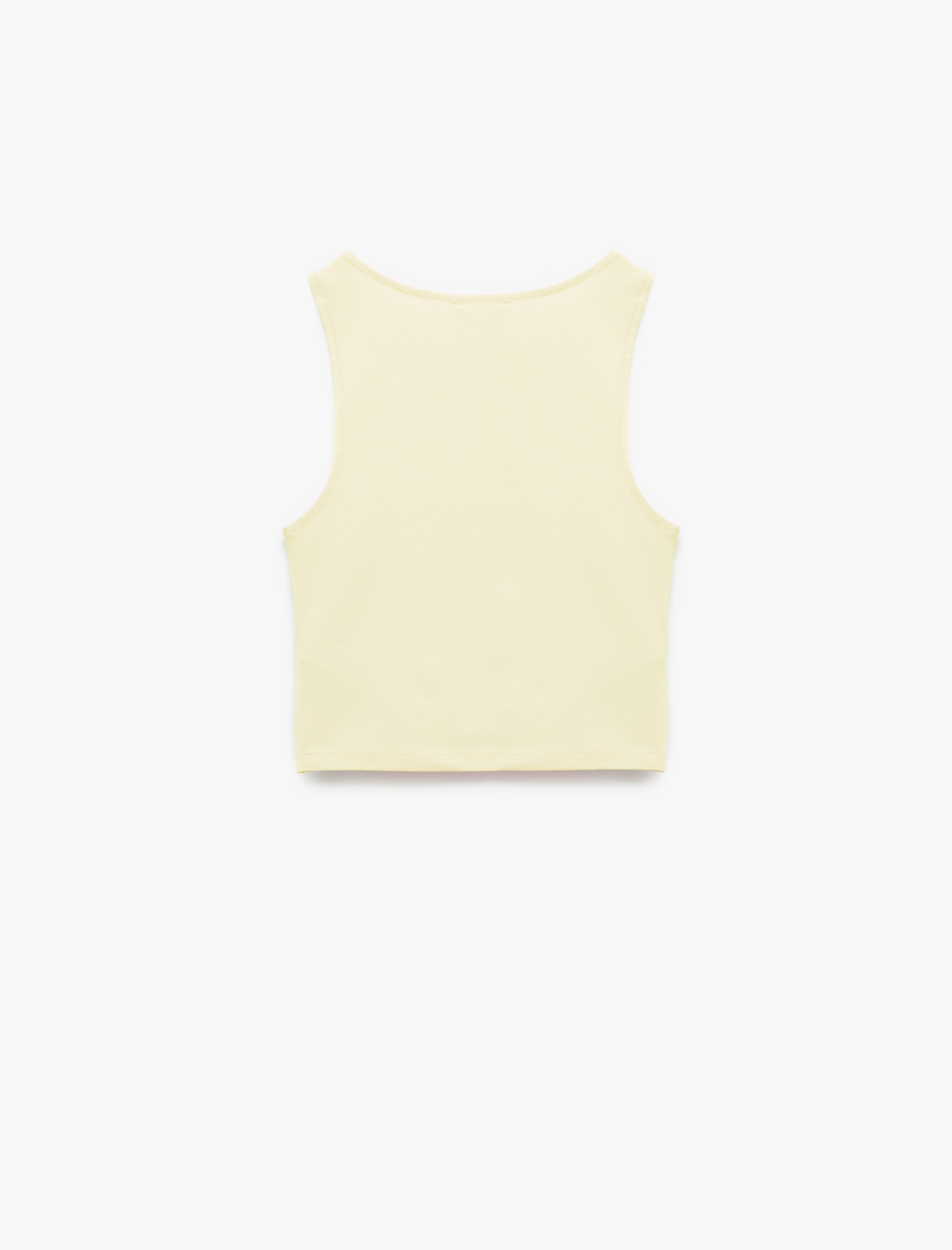   Bisiklet Yaka Kolsuz Dar Kesim Pamuklu Basic Crop Atlet