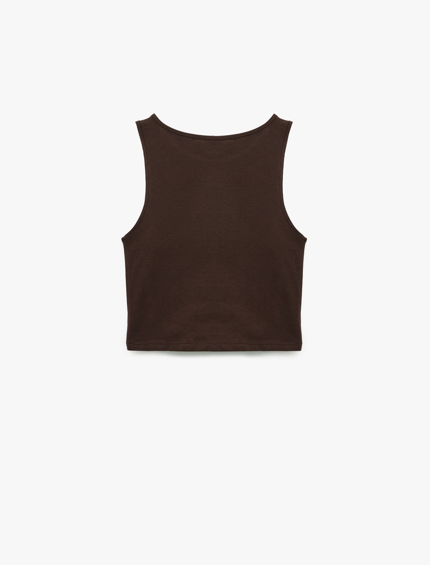   Bisiklet Yaka Kolsuz Dar Kesim Pamuklu Basic Crop Atlet