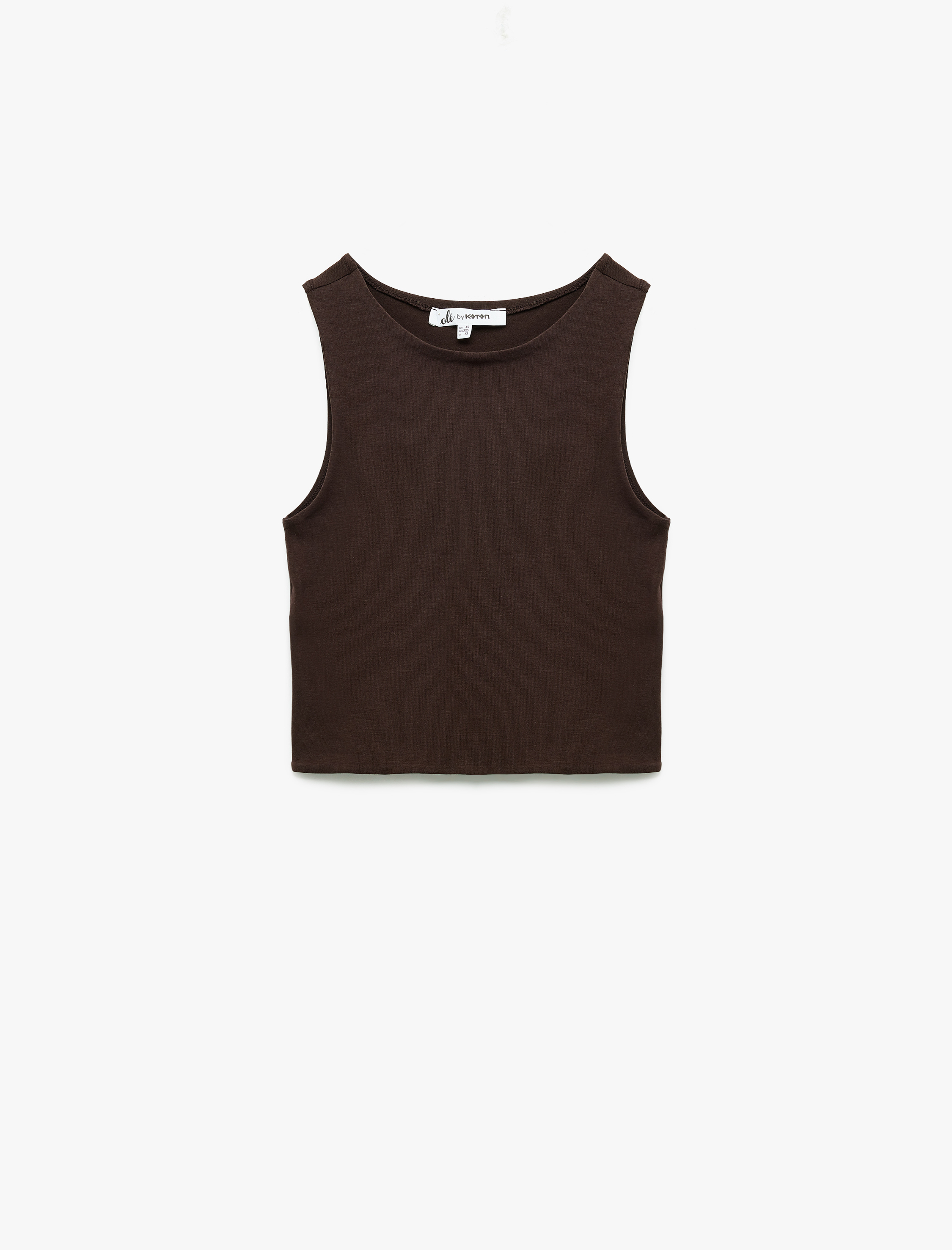   Bisiklet Yaka Kolsuz Dar Kesim Pamuklu Basic Crop Atlet