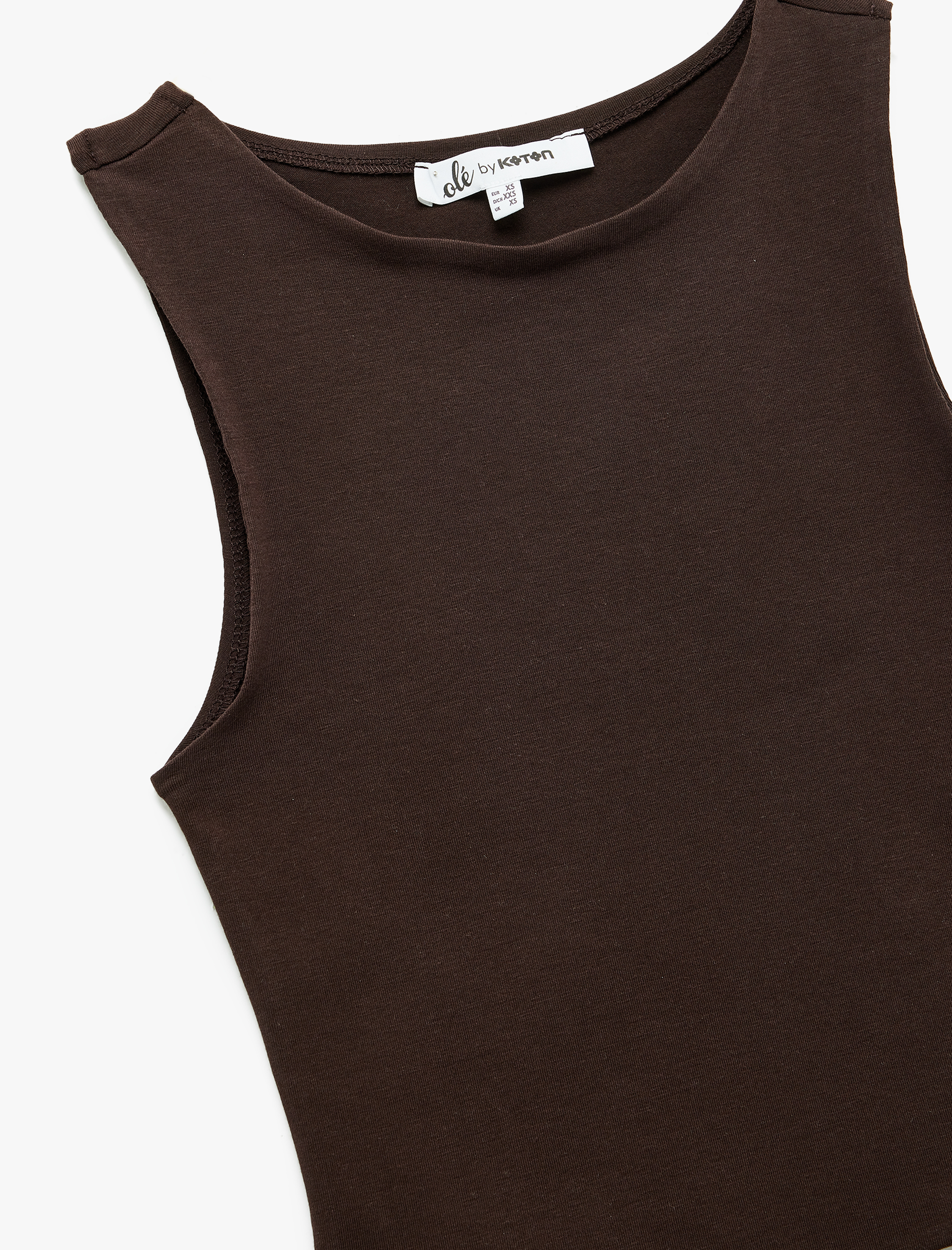   Bisiklet Yaka Kolsuz Dar Kesim Pamuklu Basic Crop Atlet