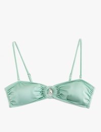 Çıkarılabilir Askılı Aksesuar Detaylı Straplez Bikini Üstü
