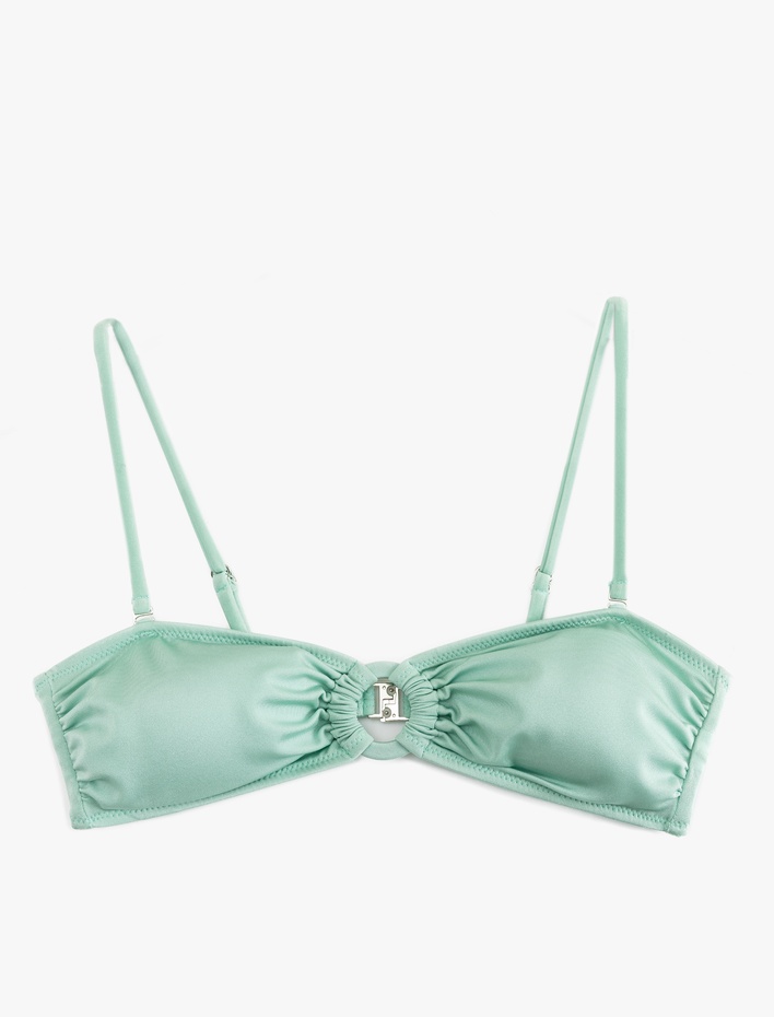  Çıkarılabilir Askılı Aksesuar Detaylı Straplez Bikini Üstü