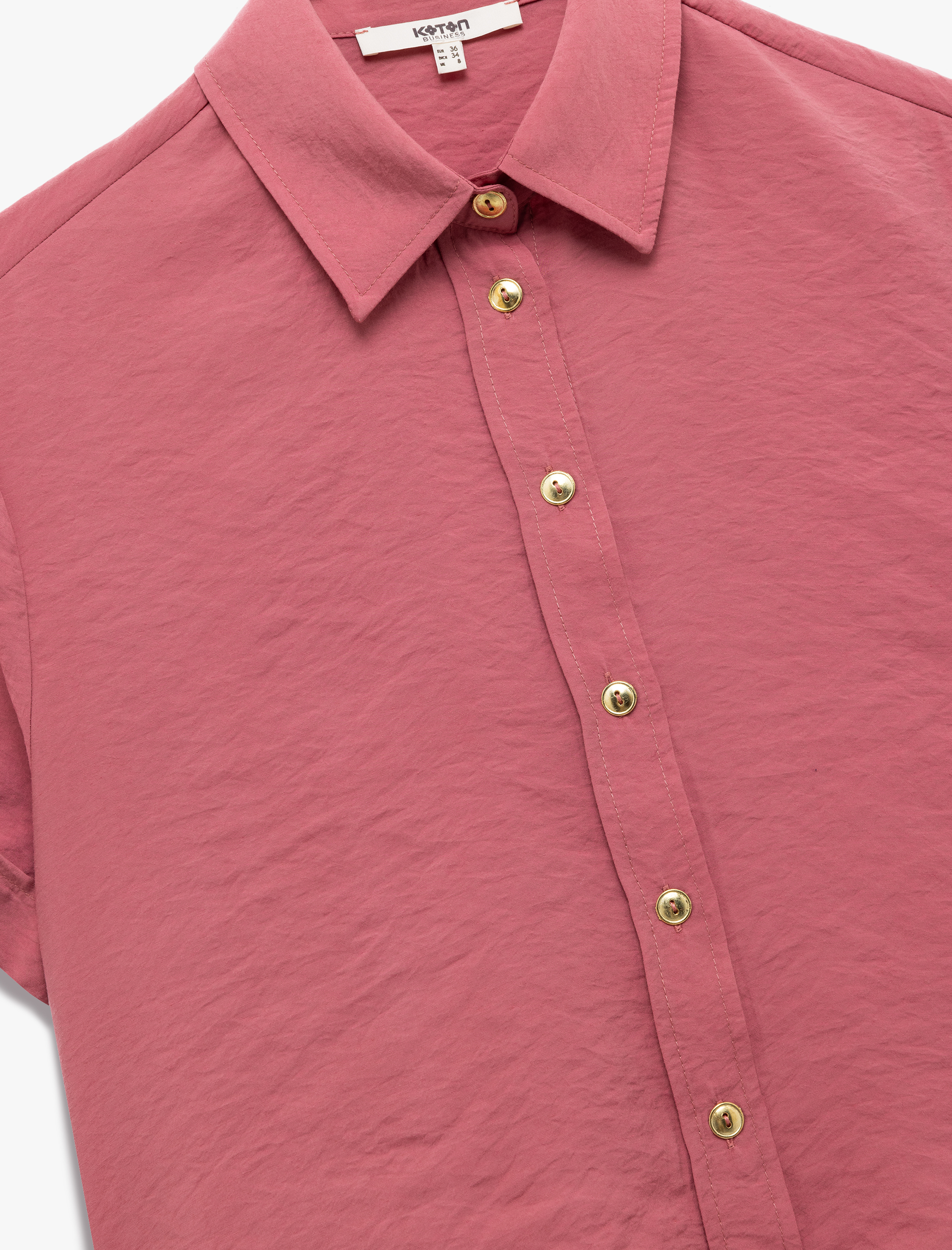 Klasik Yaka Düğmeli Kısa Kollu Modal Gömlek