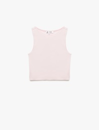 Bisiklet Yaka Kolsuz Dar Kesim Pamuklu Basic Crop Atlet