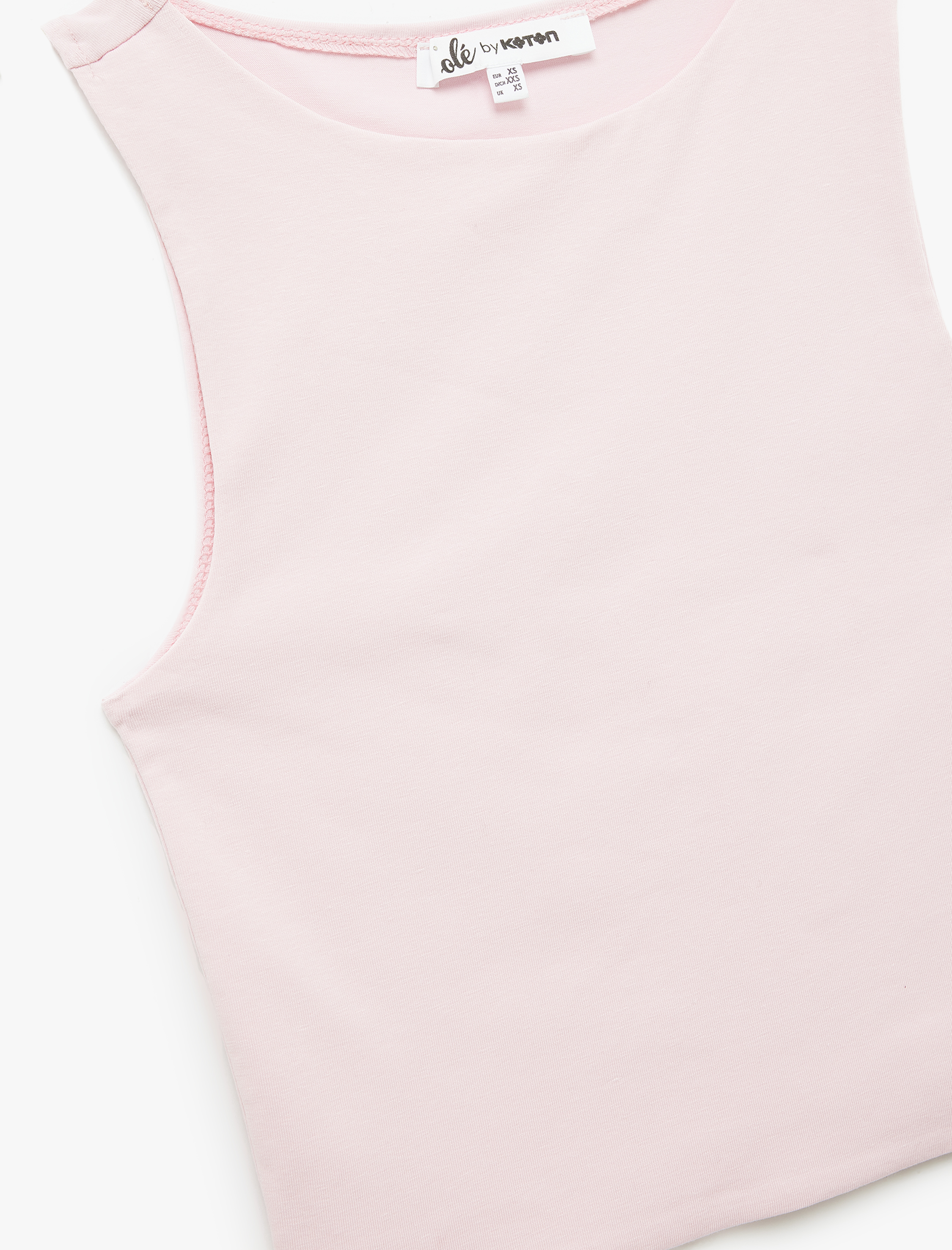   Bisiklet Yaka Kolsuz Dar Kesim Pamuklu Basic Crop Atlet