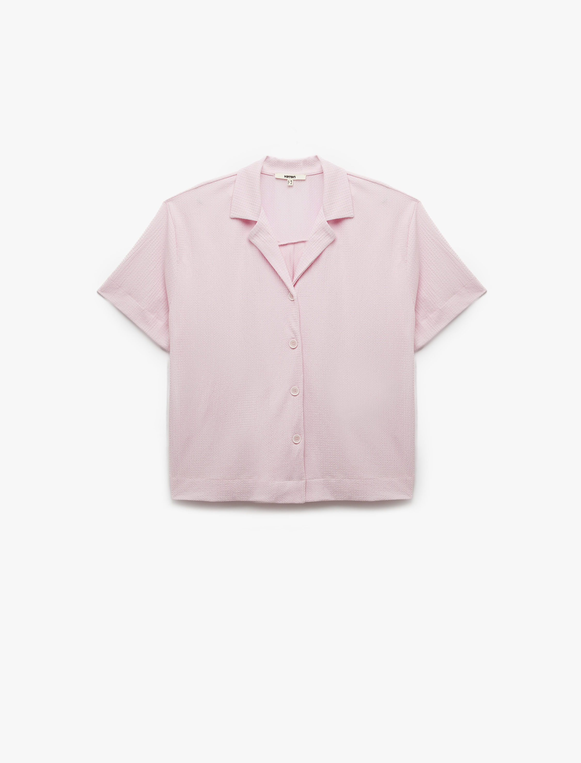   Bürümcük Kumaş Düğmeli Klasik Yaka Kısa Kollu Gömlek