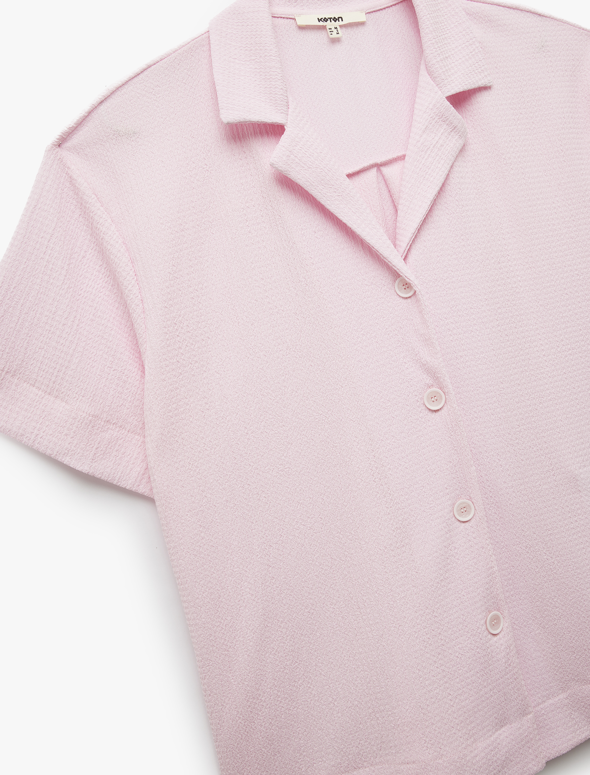   Bürümcük Kumaş Düğmeli Klasik Yaka Kısa Kollu Gömlek