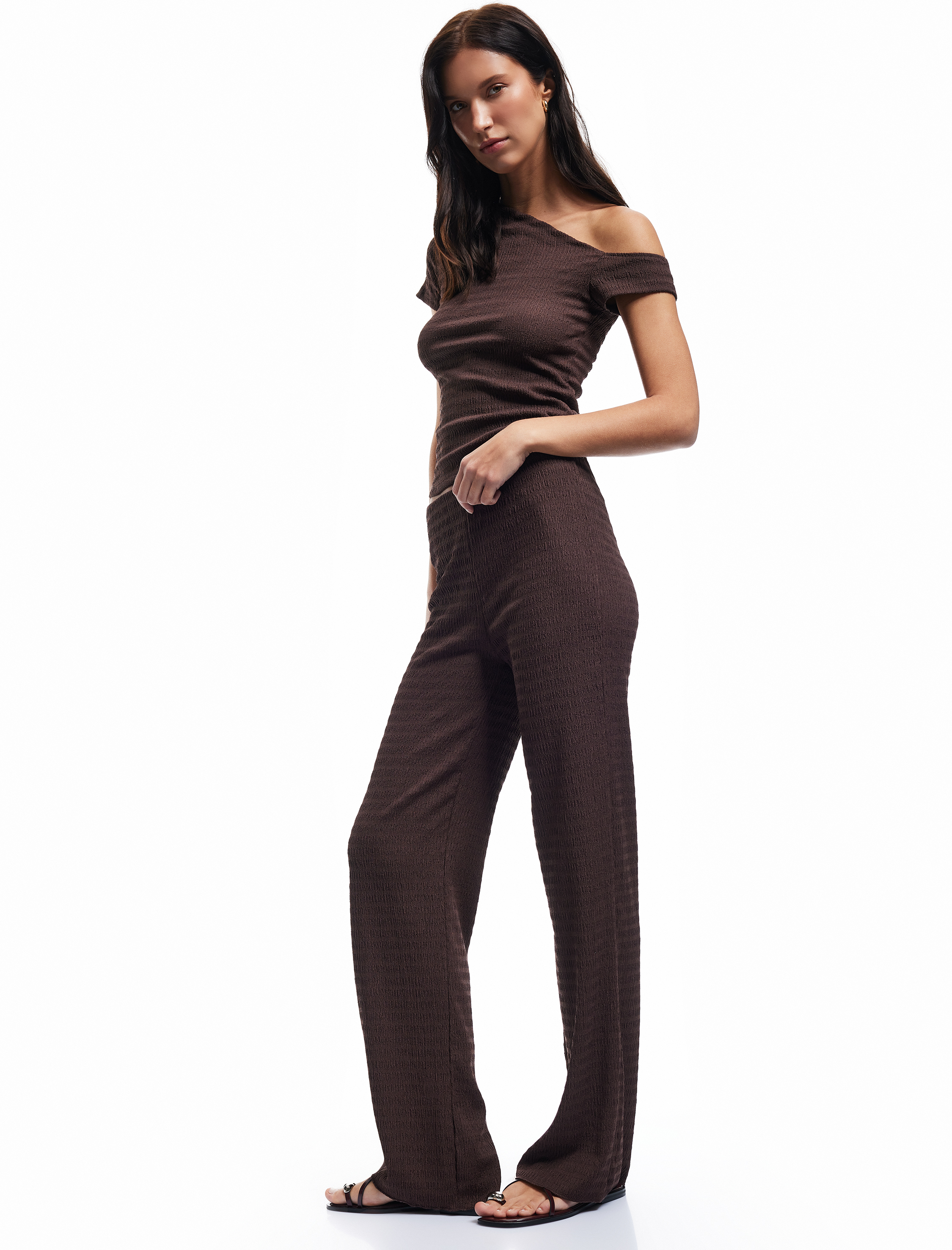   Normal Bel Dokulu Uzun Bol Paça Pantolon