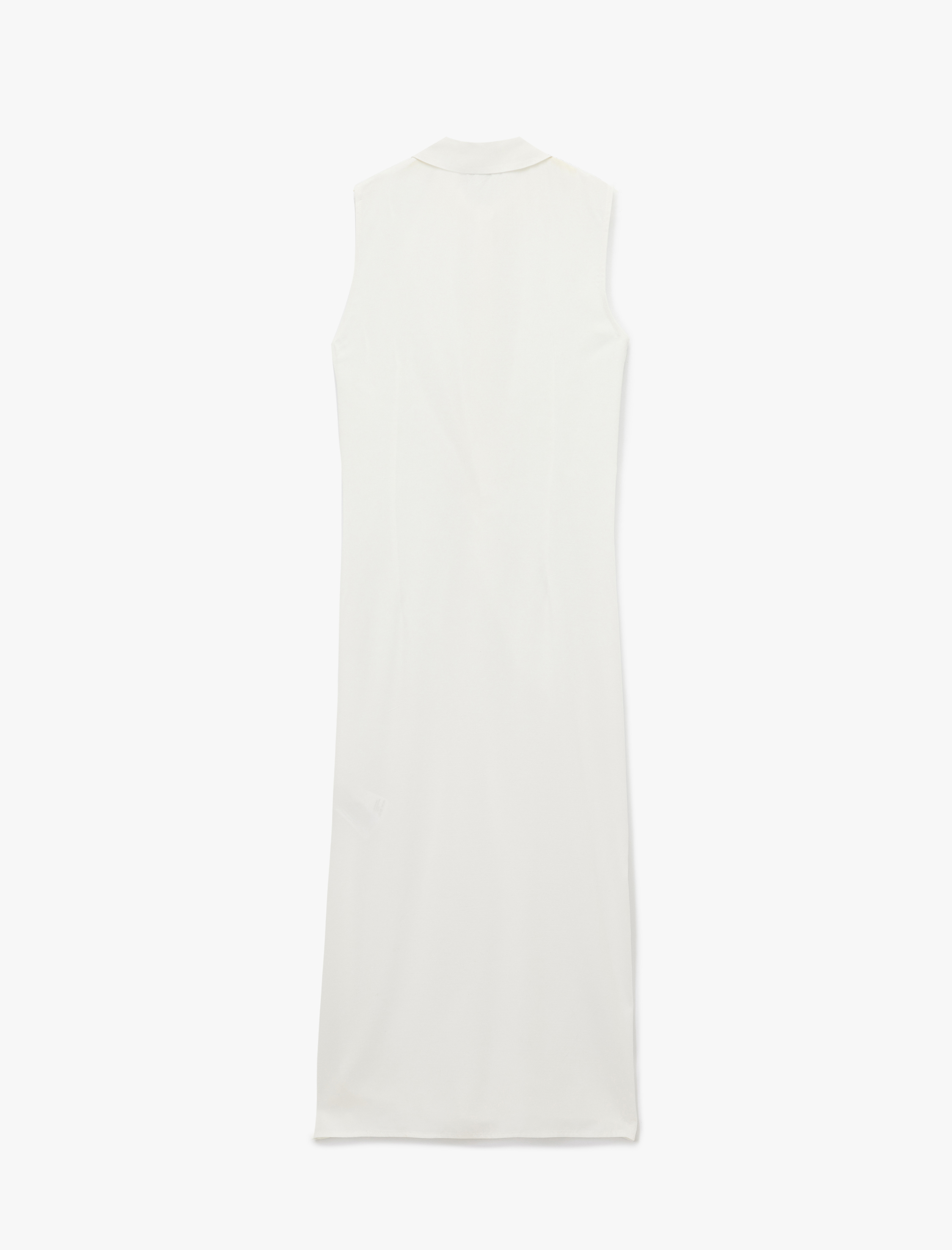   Drape Detaylı Kolsuz Uzun Gömlek Elbise