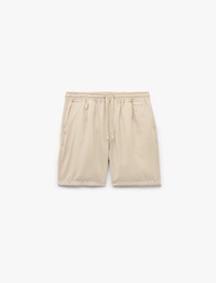 Viskon Cep Detaylı Rayon Beli Bağcıklı Bermuda Chino Şort