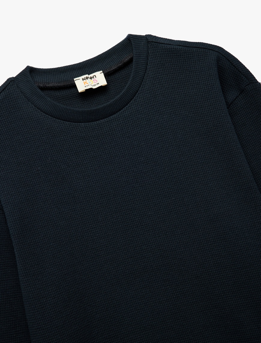  Erkek Çocuk Pamuklu Uzun Kollu Bisiklet Yaka Oversize Basic Okul Sweatshirt