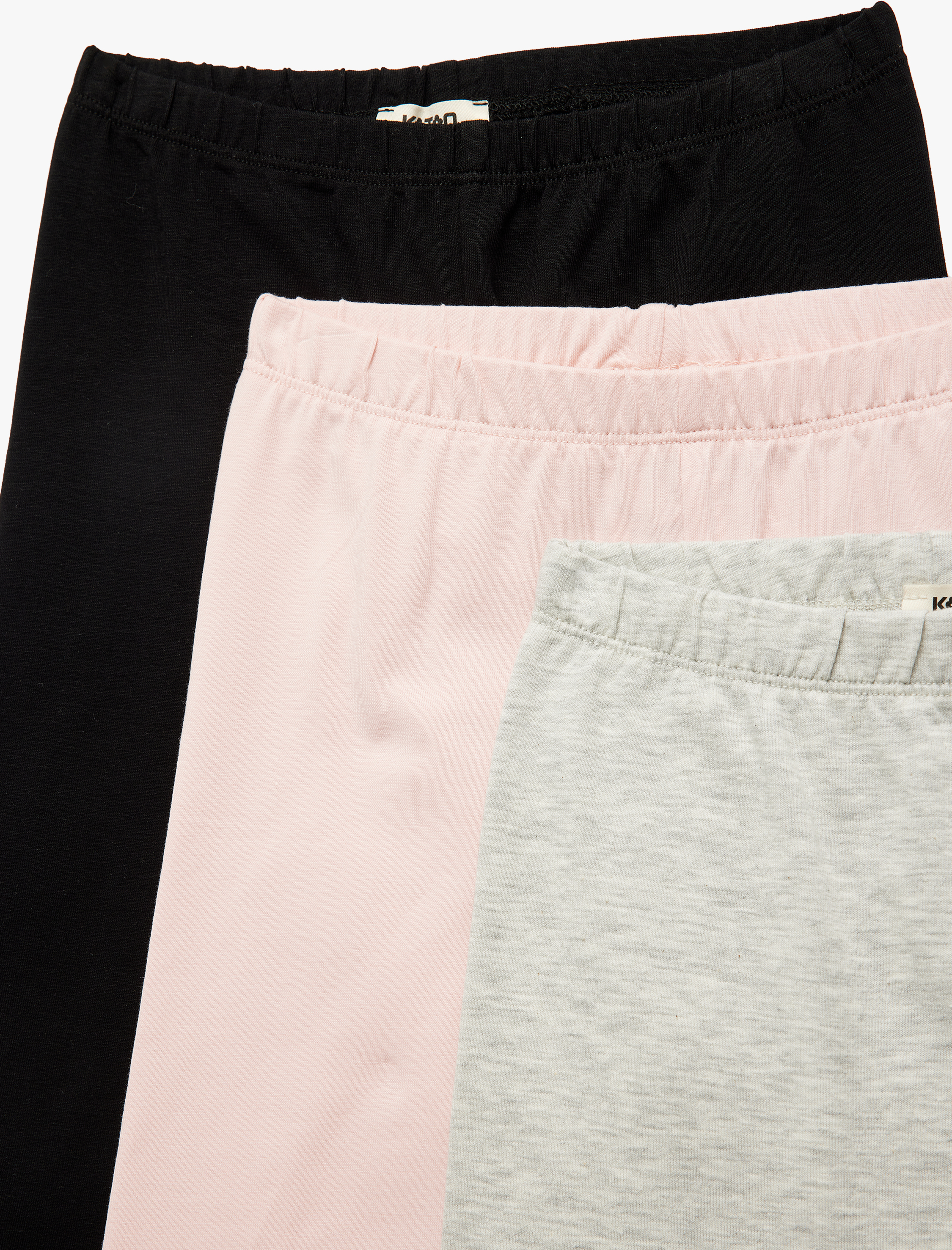  Kız Çocuk Pamuklu Beli Lastikli 3'lü Basic Kısa Tayt Seti