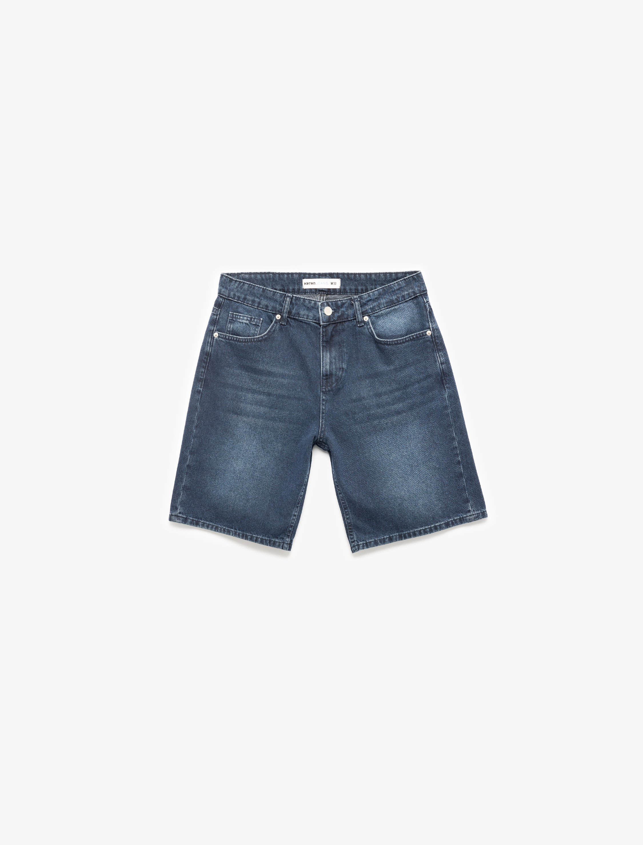 Koton Erkek Normal Bel Pamuklu Bermuda Oversize Jean Şort -1