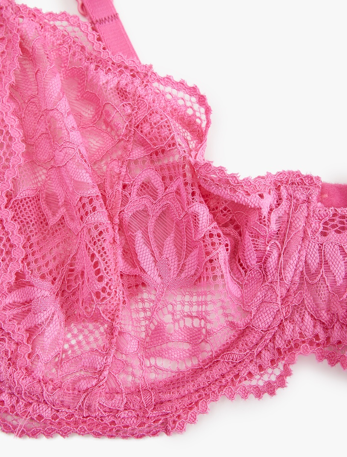  Yarı Transparan Balenli Dolgusuz Dantelli Sütyen